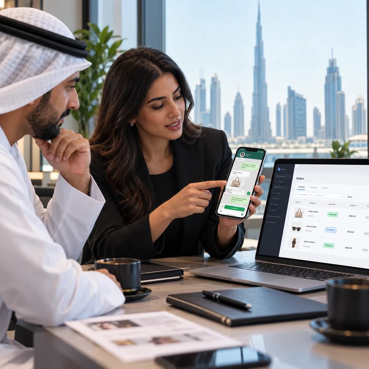WhatsApp Commerce for UAE Businesses: From Chat to Order editorial illustration for UAE businesses