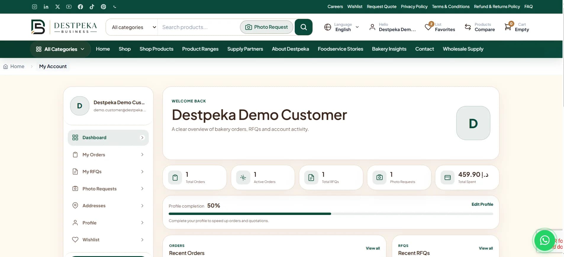 Destpeka Business interface view 3