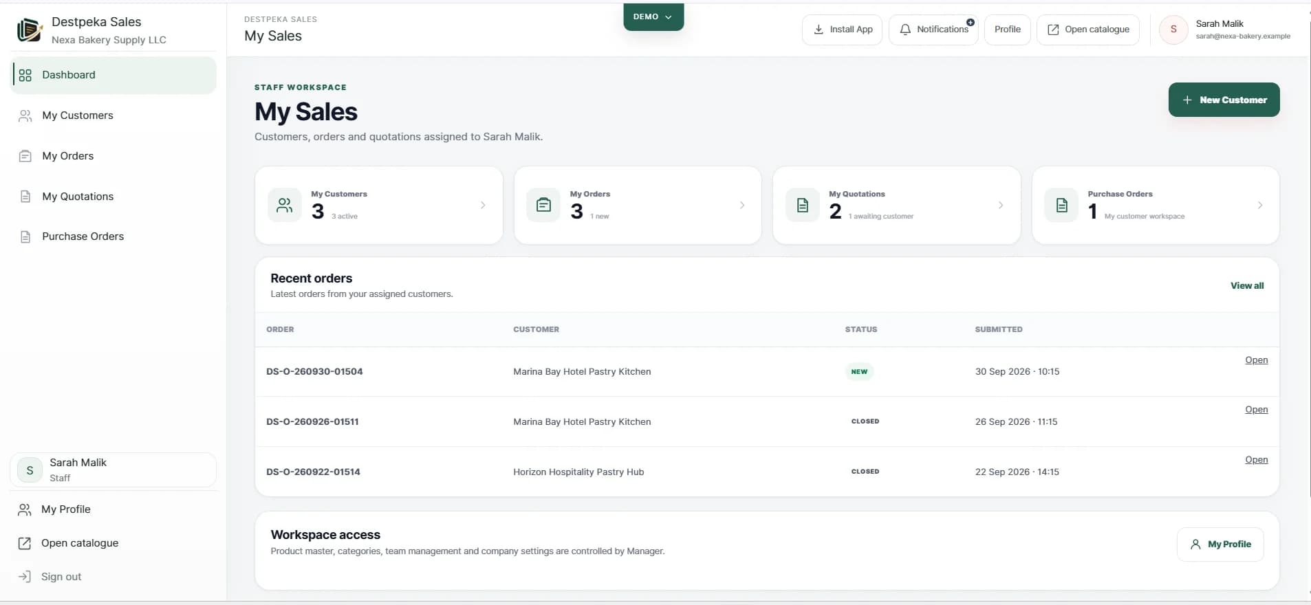 Destpeka Sales interface view 3