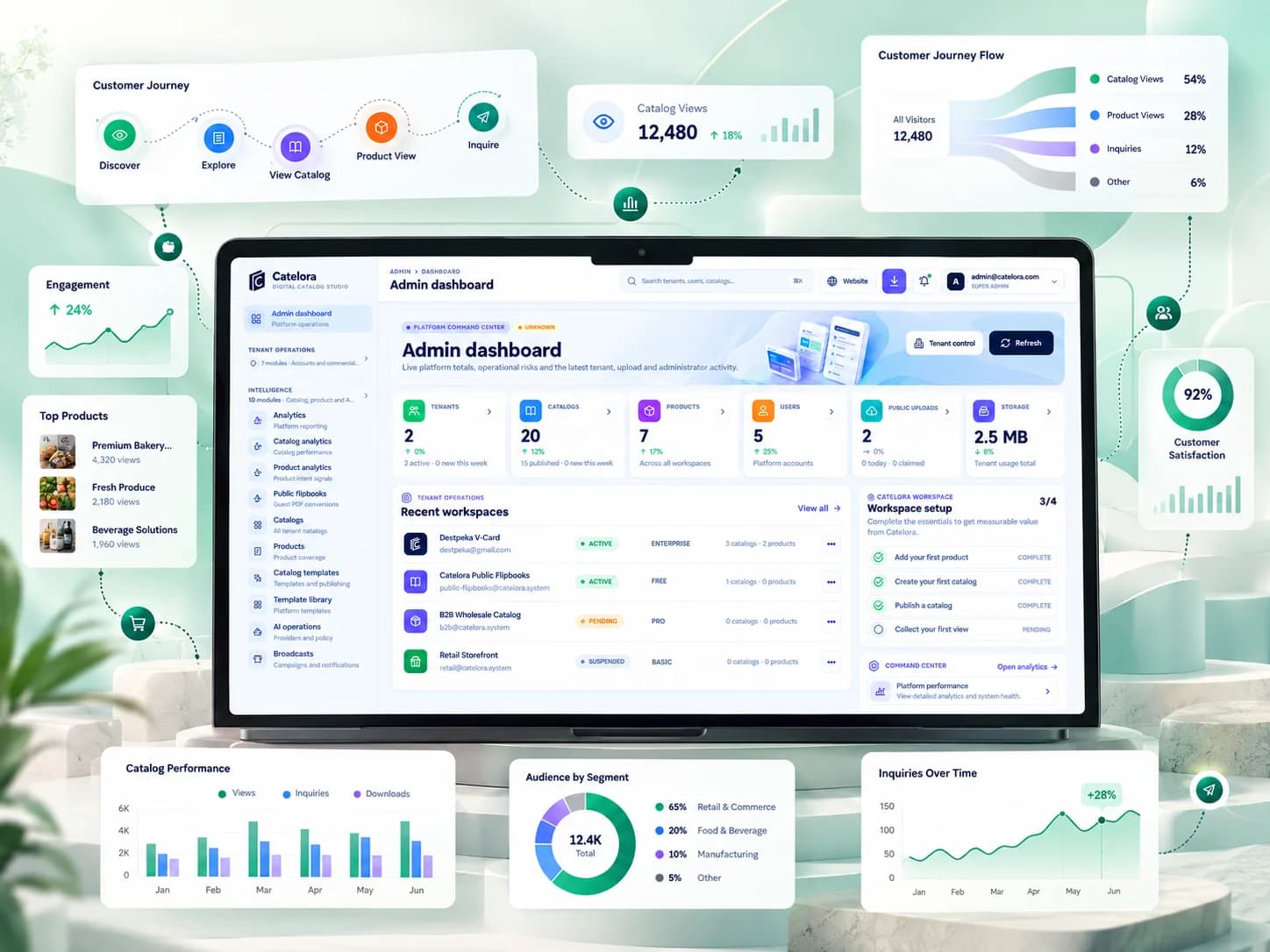 See the customer journey and the numbers behind it. — real system interface